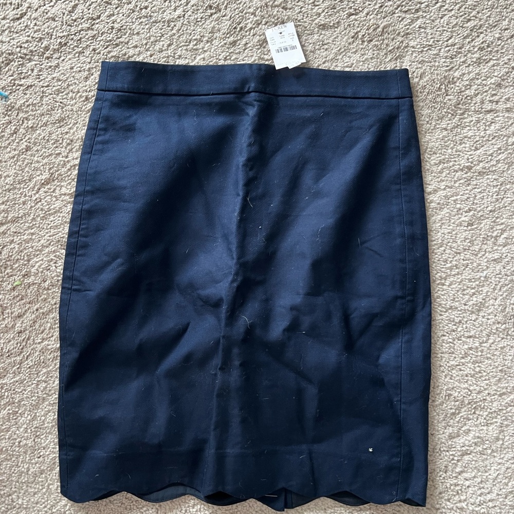 J Crew navy scalloped hem skirt